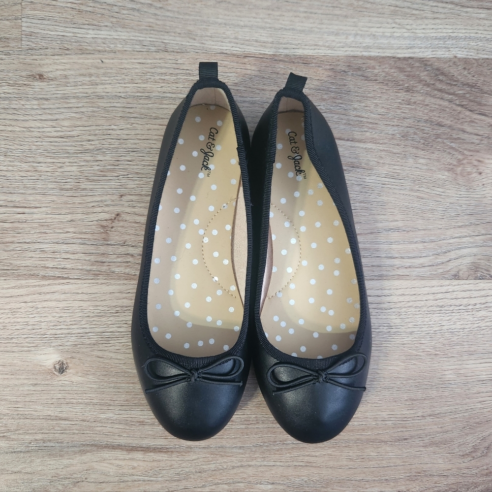Cat & Jack Black Ballet Style Flats Girls Size 1